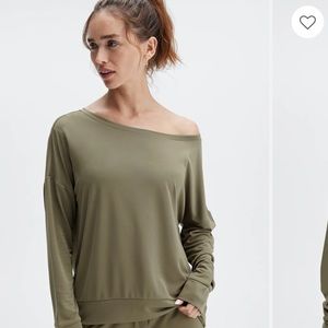 Fabletics Eco sleek knit boat neck off the shoulder pullover